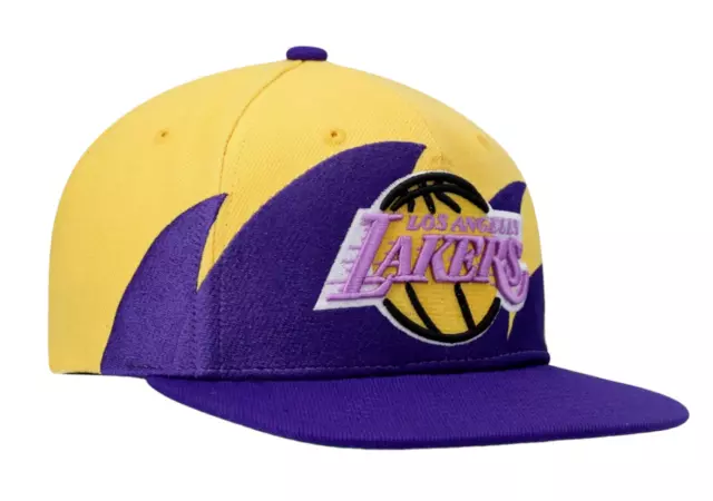 MITCHELL & NESS Los Angeles Lakers Shark Tooth Snapback Hat Cap Purple ...