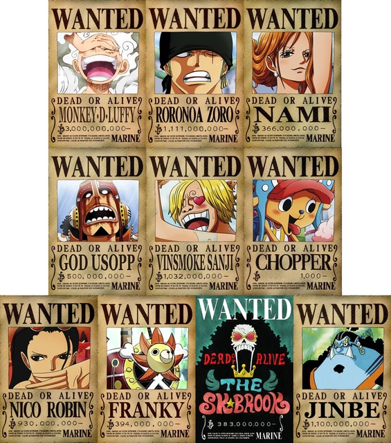 ONE PIECE WANTED Posters PACK (A3: 28 x 43) - MUGIWARA PIRATES - 5th ...