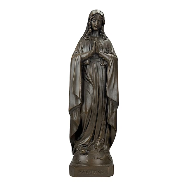 Statue Vierge Marie – 42 Cm – Vintage – Décor Doré – Très Bel état