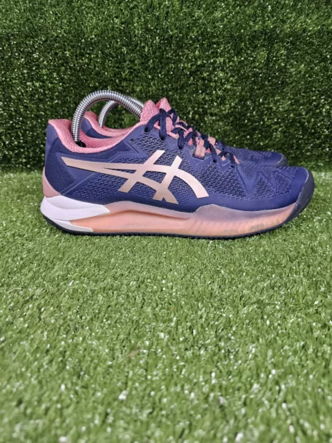 Asics Gel-Resolution 8 Navy Blue Pink Athletic Tennis Shoes Womens Size US 9.5