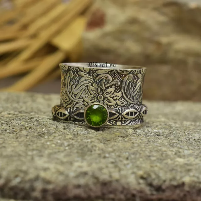 Peridot Spange 925 Sterling Silber Handgemacht Ring Muttertag Schmuck KA-93