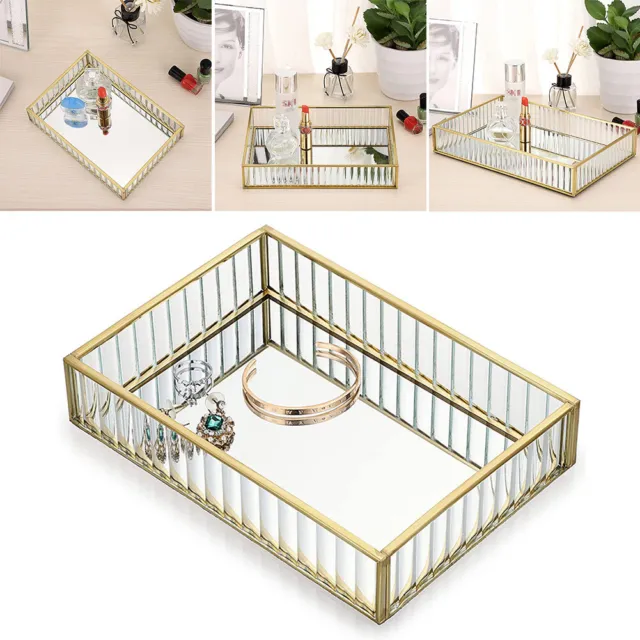 Mirrored Tray Decorative Tealight Candle Plate Vanity Perfume Holder Display