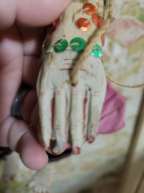Vintage Burmese wood carved marionette Puppet 7
