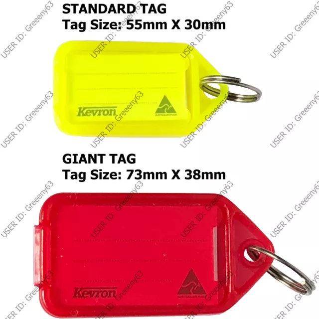Kevron Plastic Heavy Duty Key Click Tags Labels Assorted Colours Fobs Card  ID