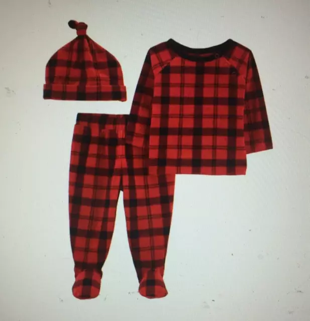 NIP Baby Unisex Boy/Girl Carters 3 Piece Outfit Set 3 Month Sleep/Travel Red/Blk