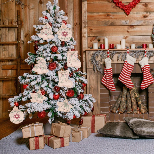 Tela adornos navideños colgantes decoración navideña añada natural