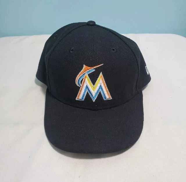 New Era Florida Miami Marlins MLB 7 5/8 Fitted Cap Hat 59FIFTY Official Black