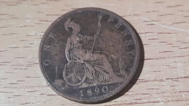 Great Britain Victoria 1890 ONE PENNY COIN
