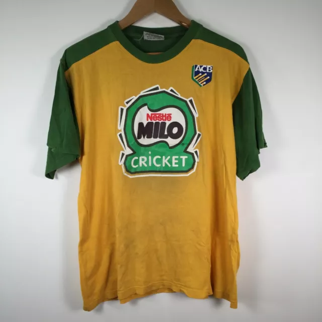 VINTAGE ACB Australian Cricket Board mens t shirt size M yellow milo 18.0035