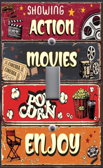 HOME THEATER MOVIE POPCORN CINEMA Image on Light Switch WALL Plate Cover