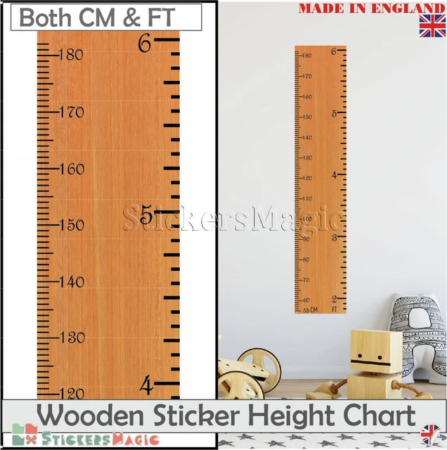HEIGHT RULER GIANT Wooden Print Growth Height Chart Wall Stickers Decal