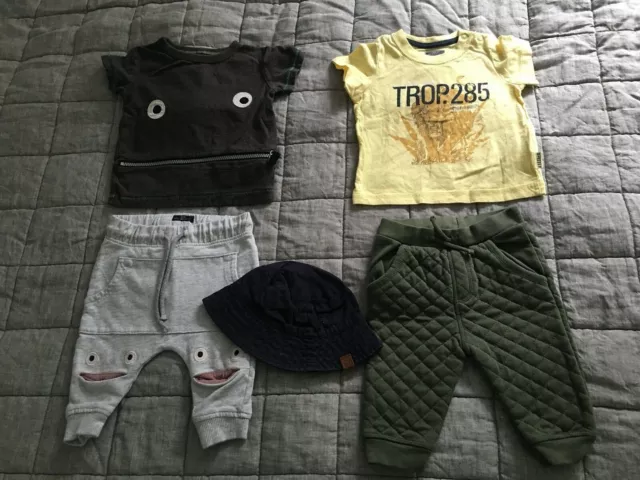 Baby boys 3-6m bundle NEXT funny zip outfit summer sun hat H&M t-shirt trousers