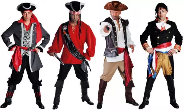 Pirat Piraten Seeräuber Freibeuter Anzug Kostüm Herren Kapitän Hemd Hut Perücke