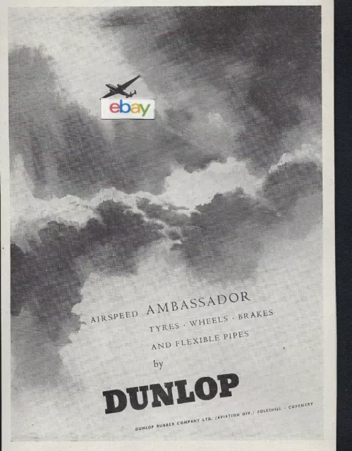 Airspeed Ambassador Airliner Tyres-Wheels-Brakes-Pipes By Dunlop Rubber 1951 Ad