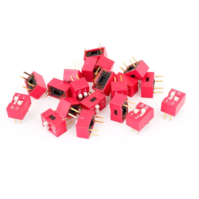 20pcs 0.1" Pitch 2 Position 4-Port Slide Type Dip Switch DIP Switch