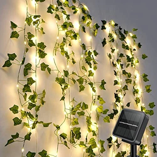 GuKKK Guirlande Lumineuse Solaire Extérieure Lierre Artificiel Guirlande Lumi...