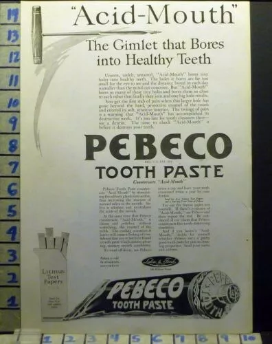 1920 Pebeco Tooth Paste Dental York Dentist Brush Teeth Health Art Ad  Av12