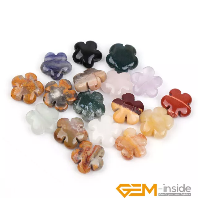 15mm Wholesale Assorted Stones Natural Flower Beads For Jewelry Making Strand15" 3