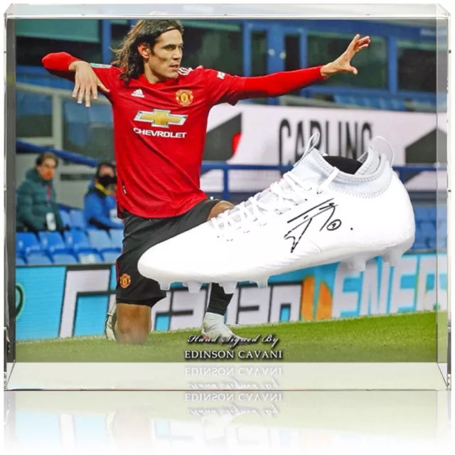 Edinson Cavani Manchester United Hand Signed Football Boot Large Display COA