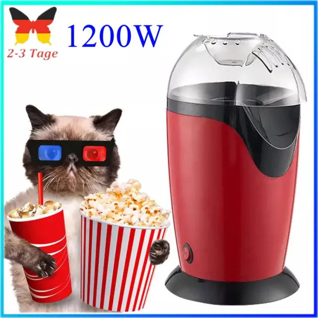 Home Popcorn Maschine Popcorn Maker Pop Corn Popkorn ohne Fett/Öl Rot 1200W