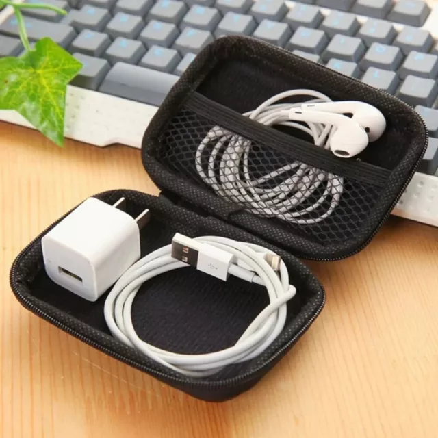 NEW HARD EVA SHELL PORTABLE CASE BOX Headset Earphone Earbud Pouch Bag | BLACK 4