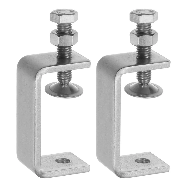 2Pcs Stainless Steel C Clamps 2.56" Wide Jaw Opening for Woodworking Welding