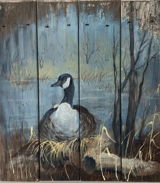 Hand Painted Art on Dock Boards from Lake Wawasee -14x16 Reclaimed Wood Wall Art