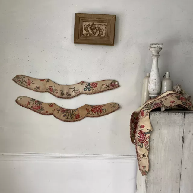 Antique French curtain drape tie back tiebacks 19th century French textiles