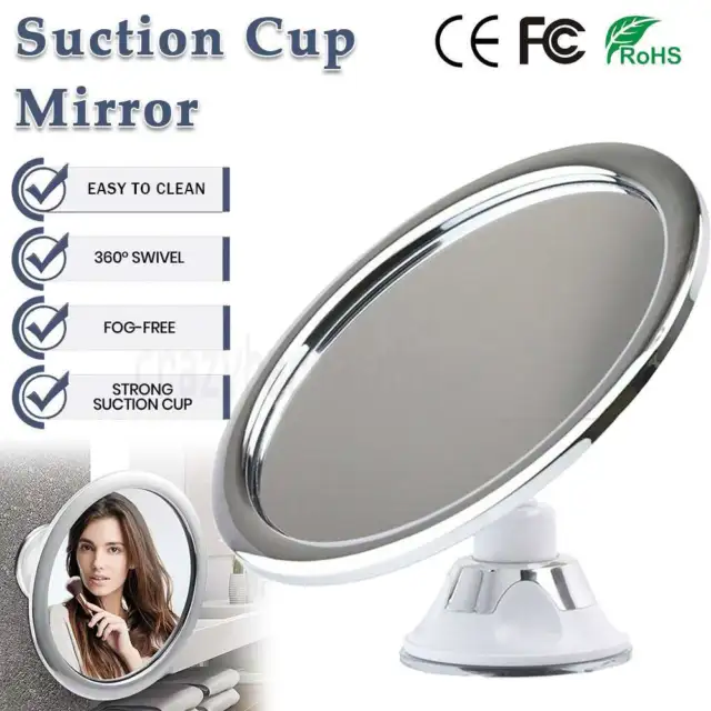 360° Rotating Anti Fog Makeup Mirror With Holder Suction Cup Shower Shave Mirror