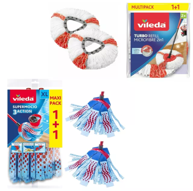 Vileda Ersatzmopp 2er Pack SuperMocio 3x Action Velour EasyWring & Clean