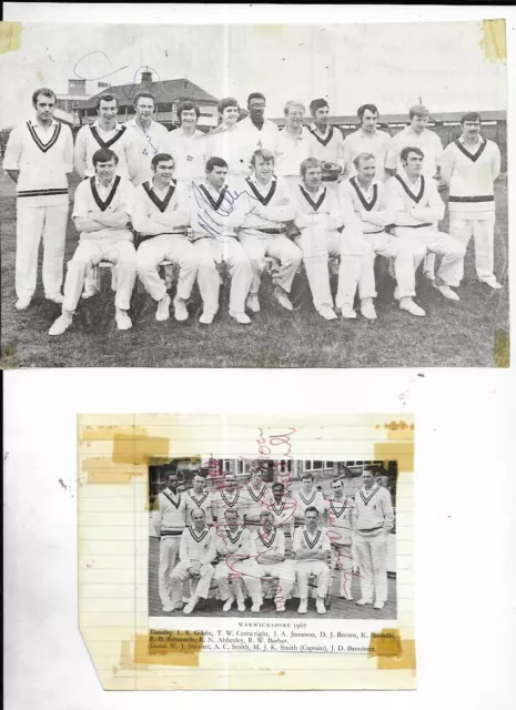 Hand-Signed - Warwickshire 1967 County Cricket Club Team Pic - 6 Autographs