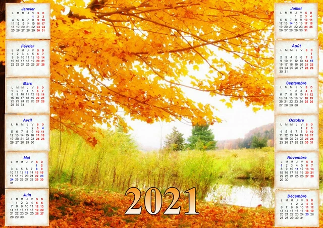CALENDRIER 2024 PAYSAGE automne affiche plastifiée 30 x 40 cm réf 193