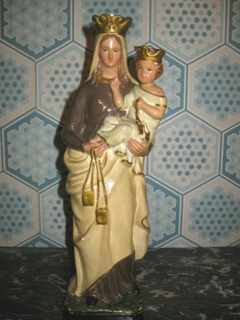 Ancienne Jolie Sainte Vierge Marie Et Jésus En Plâtre-Origine Italy-N°52