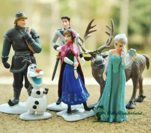 6 Pcs Frozen Elsa Anna Olaf Sven Dol Loose Figurine Figure Cake Topper Toys Set