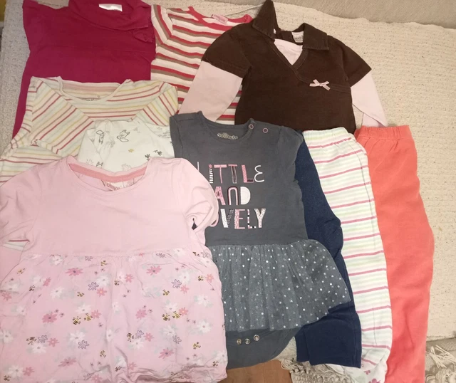 Girls' used 18-24 months bundle trousers, bodysuits, tops, dresses 10 items