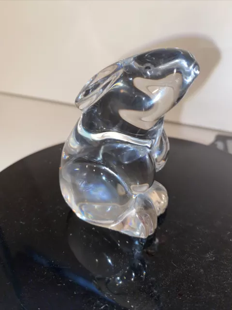 BACCARAT Clear Crystal Seated BUNNY RABBIT Figurine PAPERWEIGHT France Glass