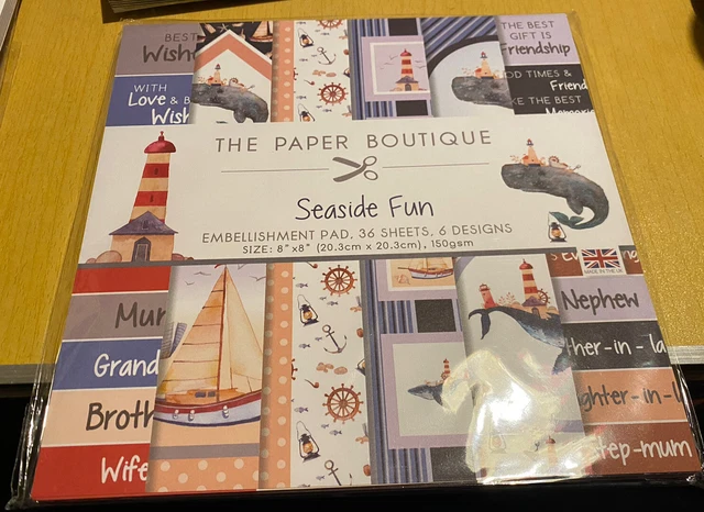 The Paper Boutique - Seaside Fun Embellishment Pad - 8x8 36 Sheets - New