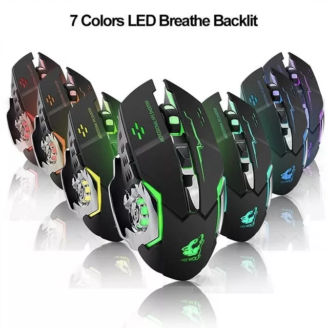 Gaming Mouse Wireless Rechargeable Optical Mice Silent Click DPI Adjustable Nano