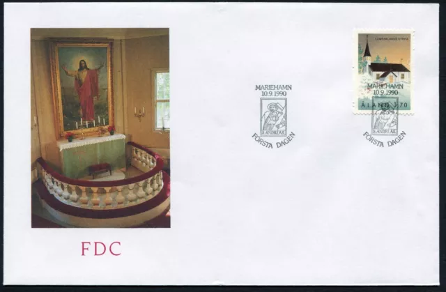 Aland FDC 1990.09.10. Christmas Stamp Lumparland Church - Single