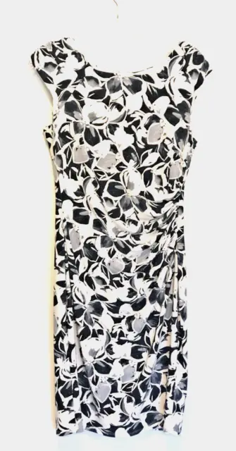 Lauren Ralph Lauren Floral Black/White Cap Sleeve Sheath Dress size 6