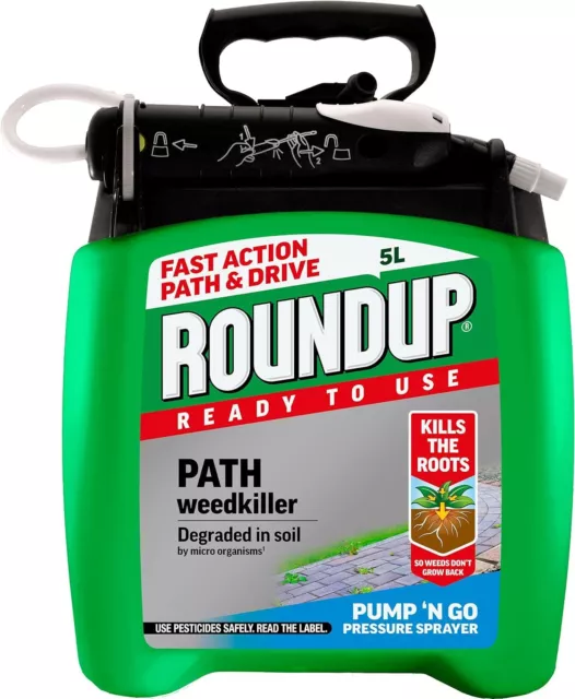 Roundup Path Weedkiller 5 Litre Pump 'N Go Refill, Ready to 5 Sprayer