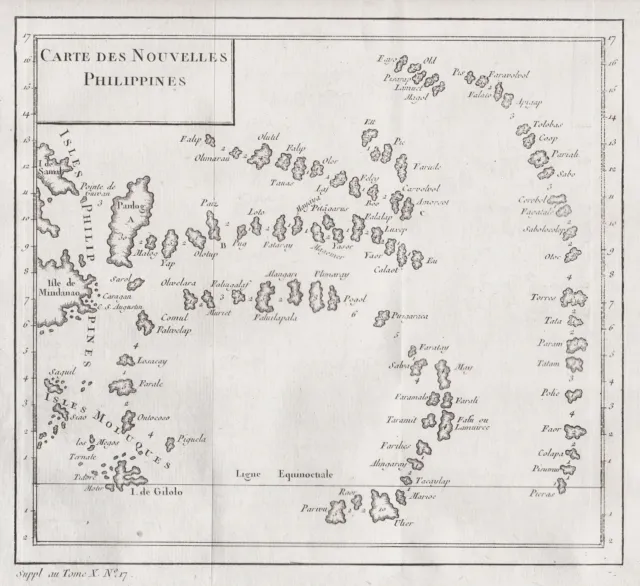 Philippines Philippinen Asien Asia map Karte Kupferstich antique print Bellin