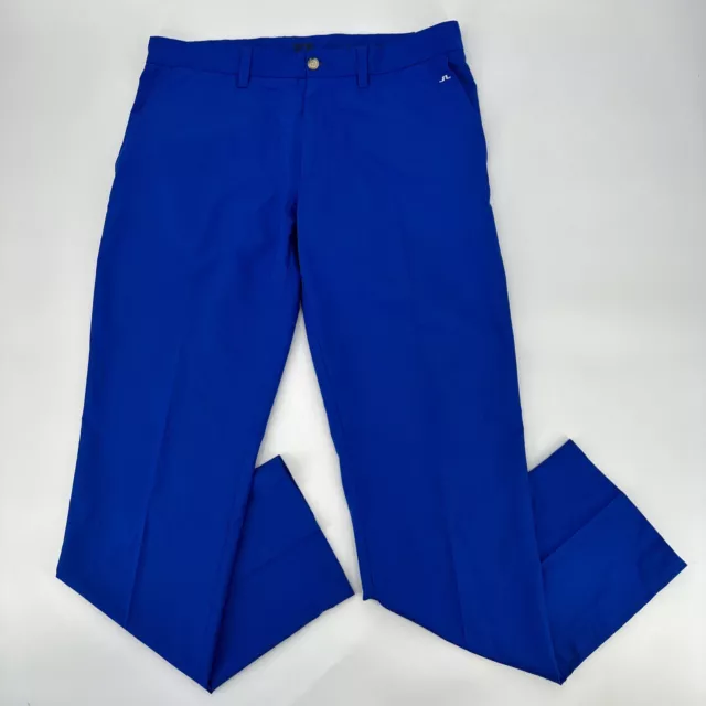 J Lindeberg Pants Mens 32 x 32 Blue Slim Fit Flat Front Performance Golf Chinos