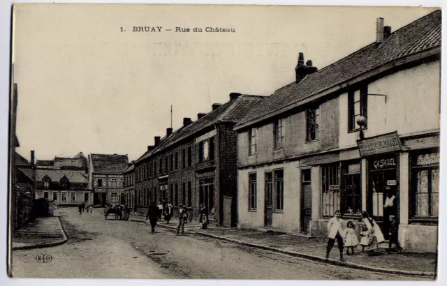 Bruay, Pas de Calais, France CPA Postcard - Rue du Chateau / Town View