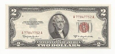 CRISP AU/CU 1953-C $2 Dollar Bill Red Seal United States Note UNC UNCIRCULATED