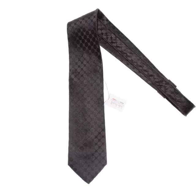 Italo Ferretti NWT Neck Tie in Black with Tonal Circles 100% Silk Made in Italy