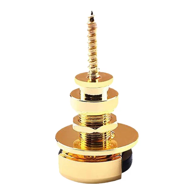 2 Pcs Guitar Strap Locks with Mounting Screws Security Strap Lock (Gold)