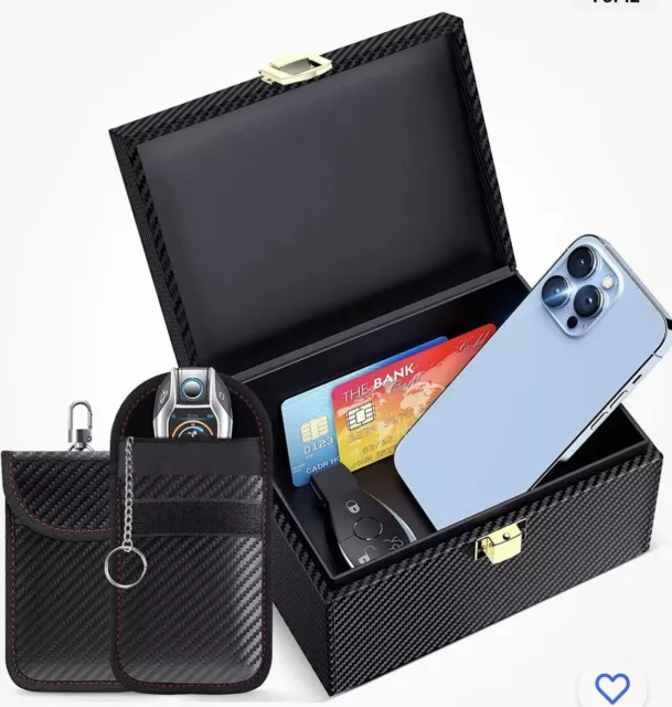 Faraday Box mit Etui 2er-Pack für Autoschlüssel, schlüsselloses Entry Auto Schlüssel Signal Blockin