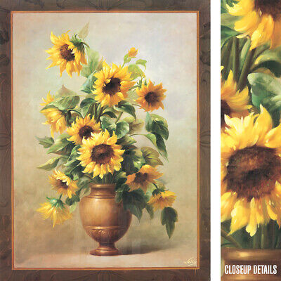35W"x47H" SUNFLOWERS IN BRONZE II by WELBY - VASED FLORAL - CHOICES of CANVAS