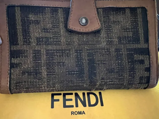 FENDI portafoglio donna tessuto Zucca profili interno pelle ORIGINALE  vintage